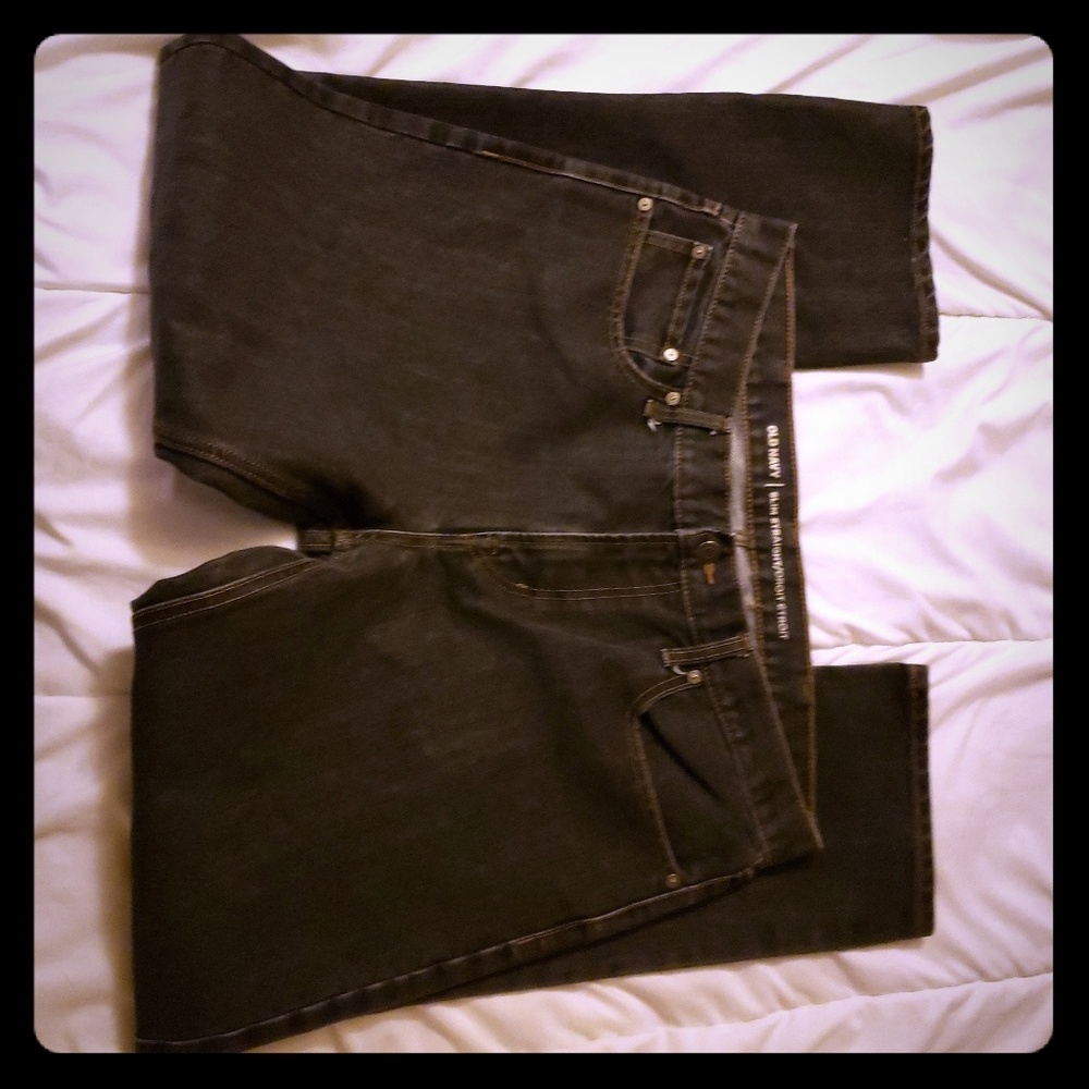 Old Navy Black Slim Straight Jeans with Stain